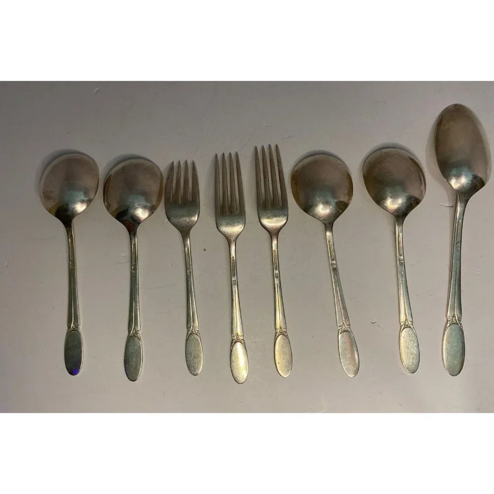 Vtg 1847 Rogers Bros Silverplate IS Replacement 8pc Set Restore Repurpose S Mono